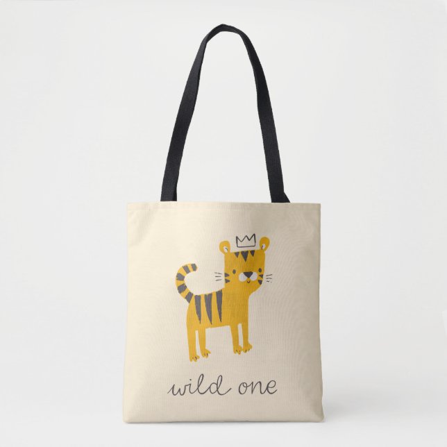 Wild One Tiger Cat Tote Bag (Front)