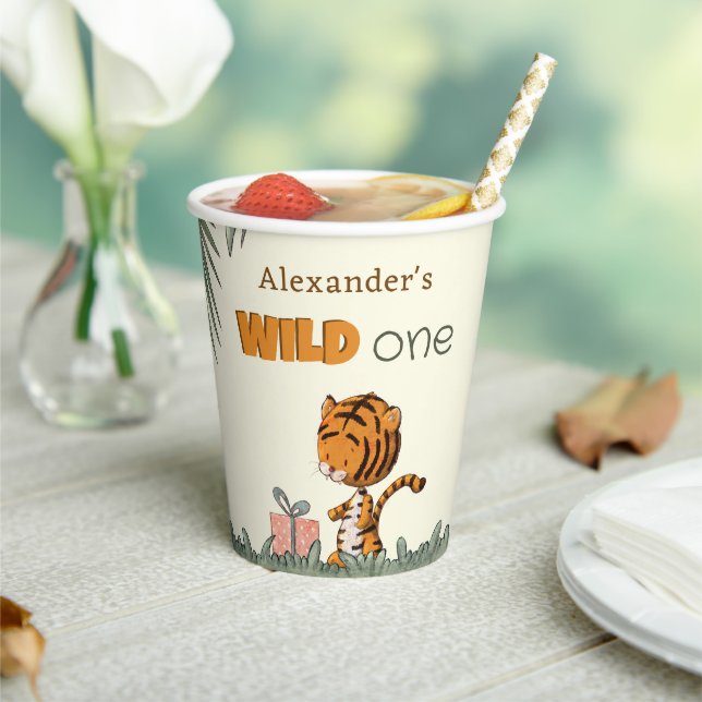 Wild One Tiger Jungle 1st Birthday Paper Cups (Insitu)