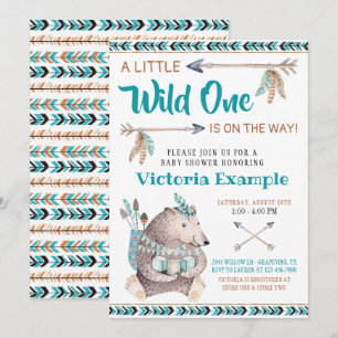 Wild One Tribal Bear Baby Shower Invitations