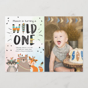 Wild One Tribal First birthday invitation Woodland