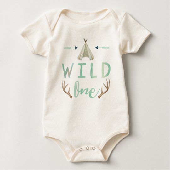 Wild One Tribal Teepee Blue Baby Boy Bodysuit