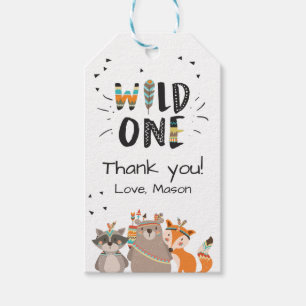 Wild One Tribal Woodland Animals Favour Tags Boy