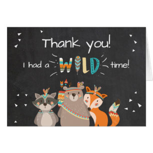 Wild One Tribal Woodland Animals Thank You Card