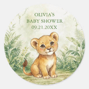 Wild One Tropical Jungle Baby Shower Favour Classic Round Sticker
