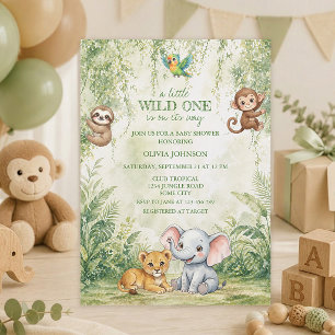 Wild One Tropical Jungle Baby Shower Invitation