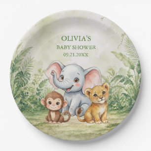 Wild One Tropical Jungle Baby Shower Paper Plate
