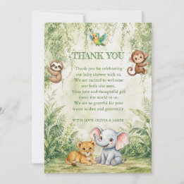 Wild One Tropical Jungle Baby Shower Thank You Car Card