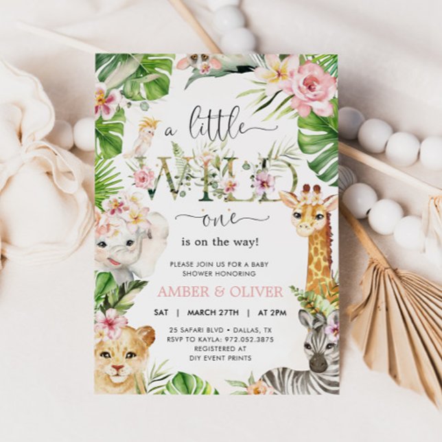 Wild One Tropical Jungle Boho Safari Baby Shower Invitation (Creator Uploaded)