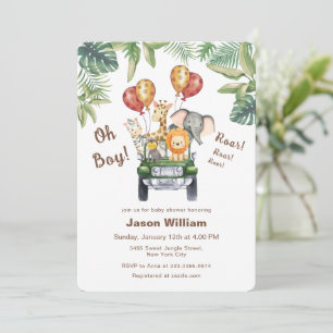 Wild One Tropical Jungle Safari Boy Baby Shower  Invitation