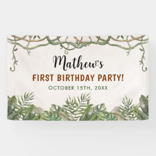 Wild One Tropical Safari First Birthday Banner