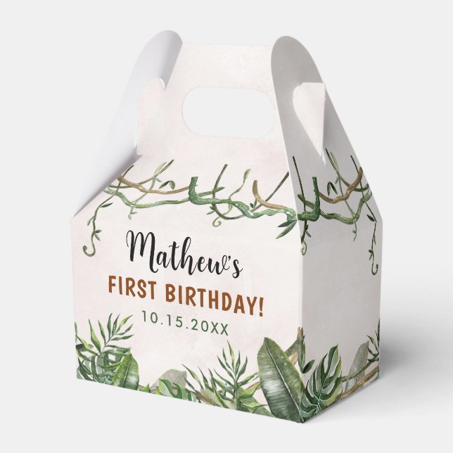 Wild One Tropical Safari First Birthday Favour Box (Back Side)