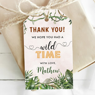 Wild One Tropical Safari First Birthday Gift Tags
