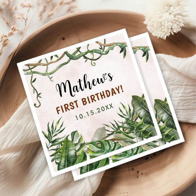 Wild One Tropical Safari First Birthday Napkin (Creator Uploaded)