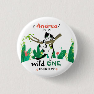 Wild One Tuxedo Kitty Kids 1st Birthday Invitation 3 Cm Round Badge