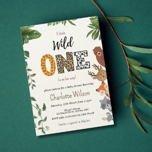 Wild One typography baby shower QR code Invitation