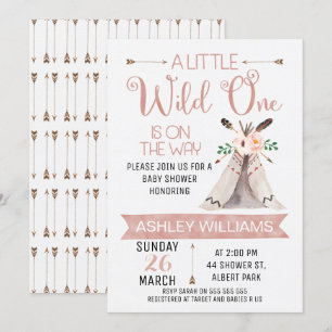 Wild One Watercolor Baby Shower Invitation