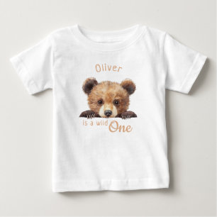 Wild One Watercolor Cute Baby Bear Personalised T-Shirt