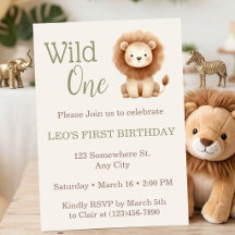 Wild One Watercolor Safari Lion First Birthday