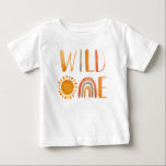 Wild One-Whimsical Watercolor Boho Rainbow & Sun  Baby T-Shirt<br><div class="desc">Cute and unique watercolor lettered "Wild One" boho rainbow and sun gender neutral 1st birthday t-shirt.</div>