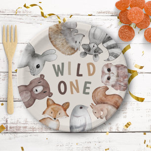 Wild One Whimsical Woodland Animals Party Paper Plate
