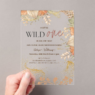 Wild One wild flower Baby Shower  Acrylic Invitations