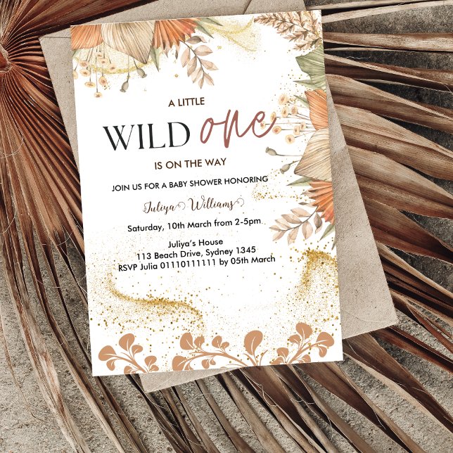 Wild One wild flower Baby Shower Invitation (Creator Uploaded)