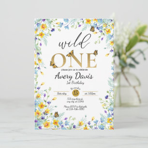 Wild one wild flowers and butterflies Invitation
