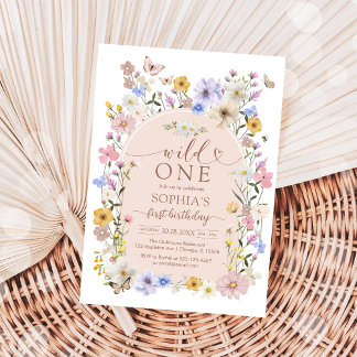 Wild One WIldflower 1st Birthday Invitation