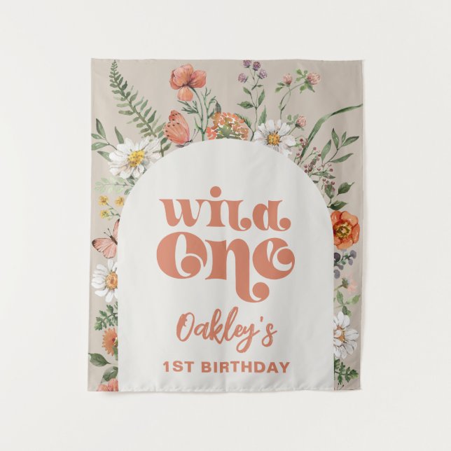 Wild One Wildflower Backdrop Tapestry (Front)