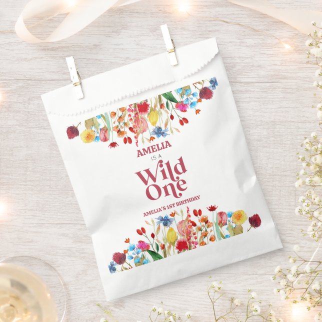 Wild One Wildflower First 1st Birthday Party Favour Bags (Clipped)