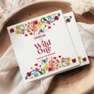 Wild One Wildflower First 1st Birthday Party Napkin