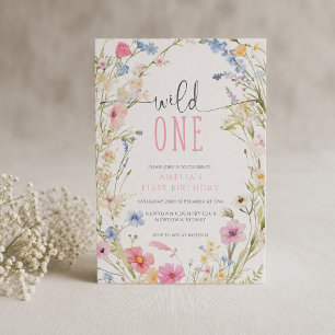 Wild One Wildflower Girls 1st Birthday Invitation