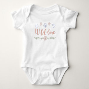  Wild One Wildflower One Year Old Birthday Baby Bodysuit