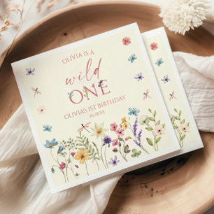 Wild One Wildflower Wild Flower 1st Birthday Party Napkin
