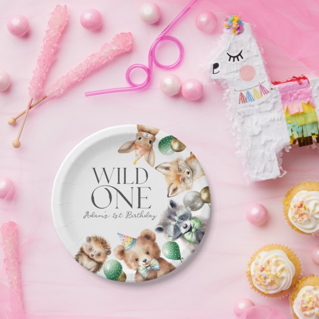 Wild One Woodland 1st Birthday  Paper Plate (Party)