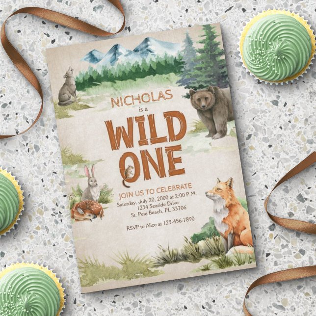 Wild One Woodland Animal 1st Birthday Invitation (Creator Uploaded)