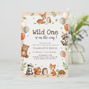 Wild One Woodland Animal Baby Shower Invitation