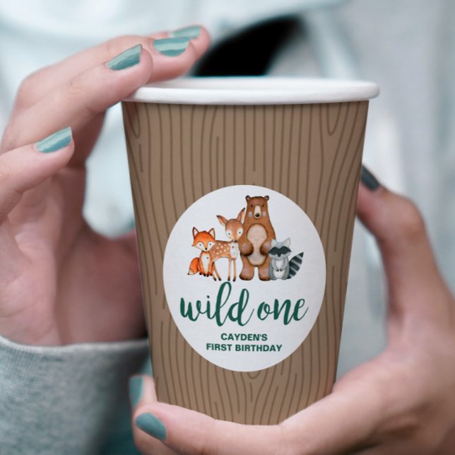 Wild One Woodland Animal Birch Tree First Birthday Paper Cups (Creator Uploaded)