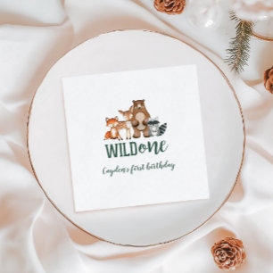 Wild One Woodland Animal First Birthday Napkin