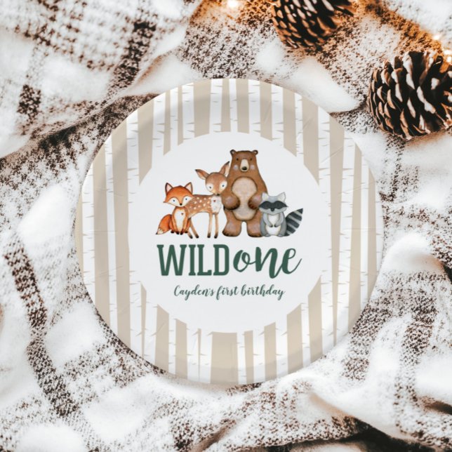Wild One Woodland Animal First Birthday Paper Plat Paper Plate (Creator Uploaded)