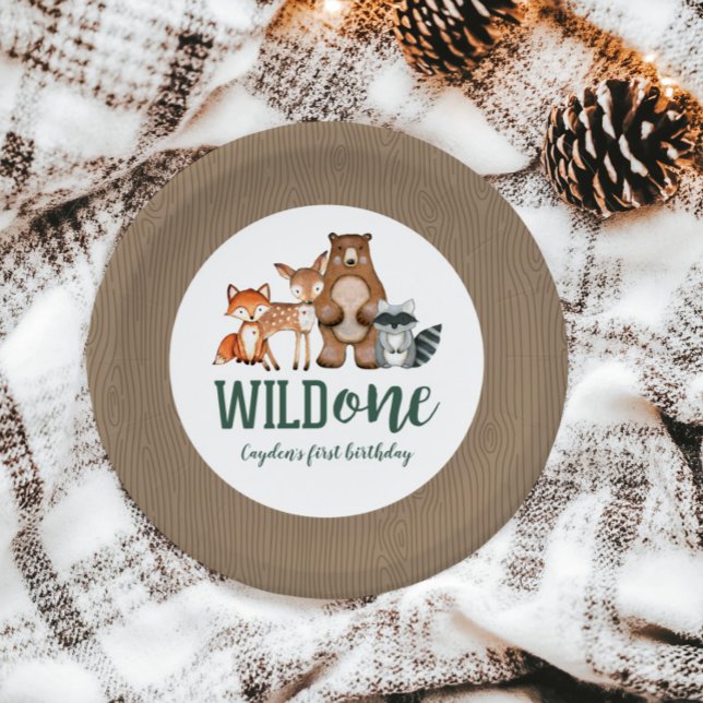 Wild One Woodland Animal First Birthday Paper Plate (Creator Uploaded)