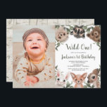 Wild One woodland animals boys 1st birthday photo Invitation<br><div class="desc">For more advanced customisation of this design,  simply select the "Customise It" button above!</div>
