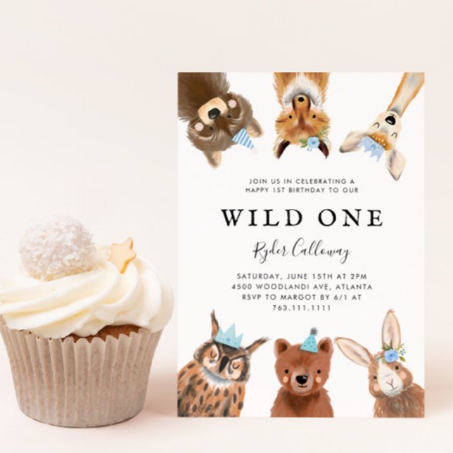 Wild One Woodland Animals First Birthday Party  Invitation (Creator Uploaded)