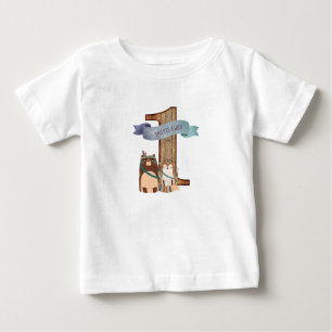 Wild One Woodland Animals Partyware Customisable Baby T-Shirt