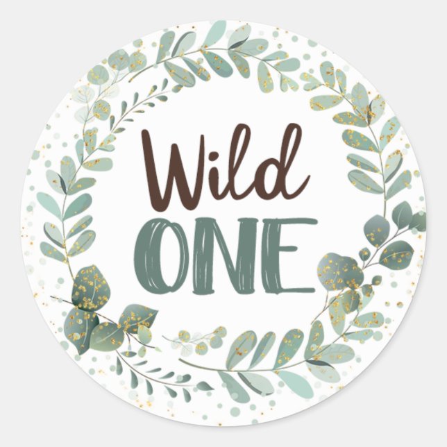 Wild One Woodland Birthday Stickers Favour Labels (Front)