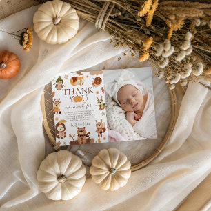 Wild One Woodland Photo Birthday Thank You Invitation