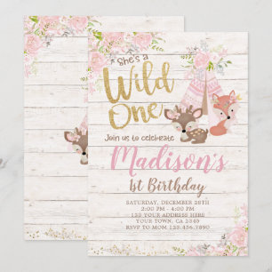 Wild One, Woodland, Tribal Invitation