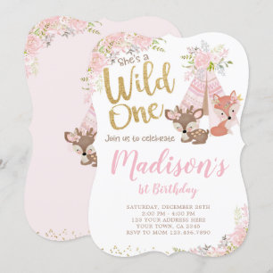 Wild One, Woodland, Tribal Invitation