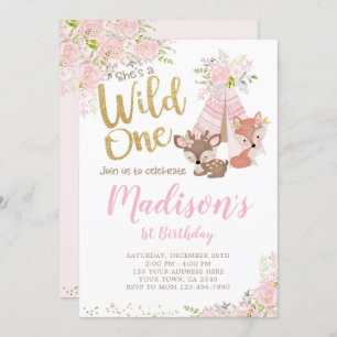 Wild One, Woodland, Tribal Invitation