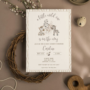 Wild One Zebra Safari Gender Neutral Baby Shower Invitation